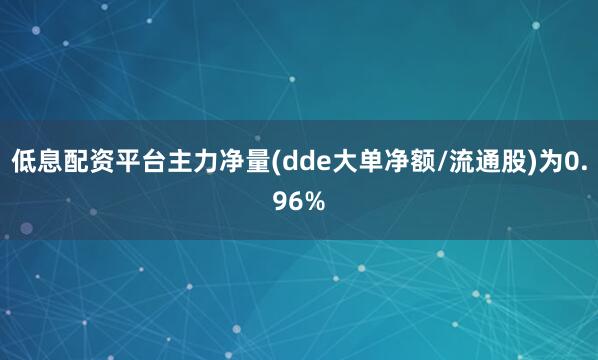 低息配资平台主力净量(dde大单净额/流通股)为0.96%